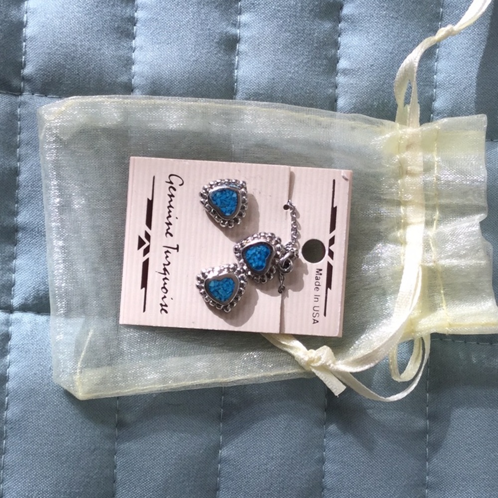 Turquoise necklace and earrings